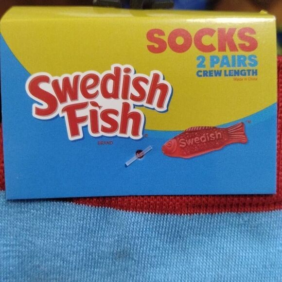 NWT Swedish Fish Crew Length Novelty Socks Size L - Picture 5 of 7